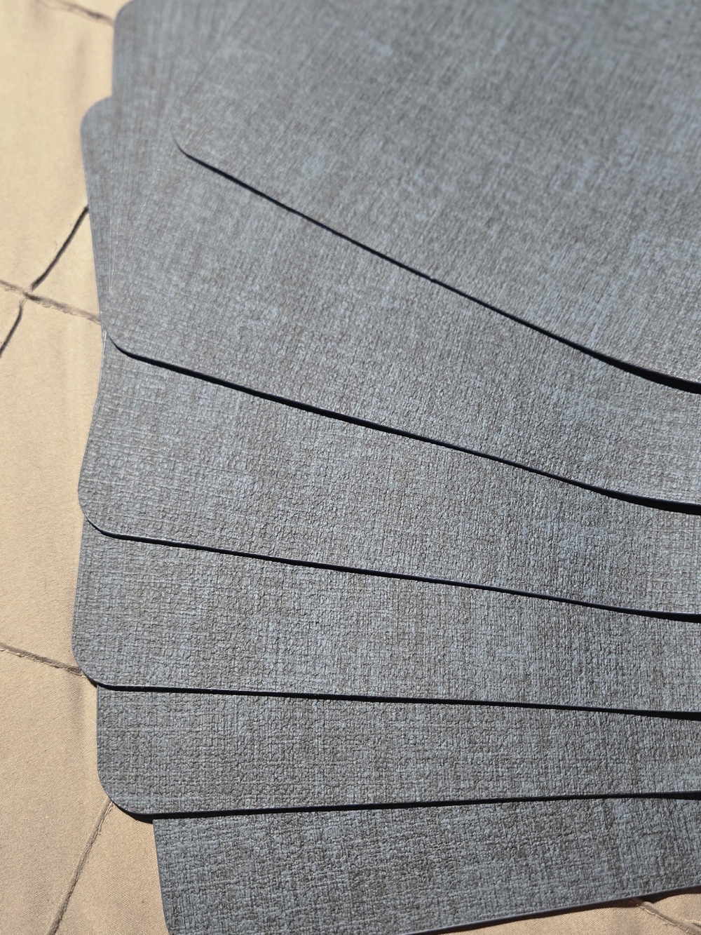 Blue/Gray Table Placemat - Leather Set of 6